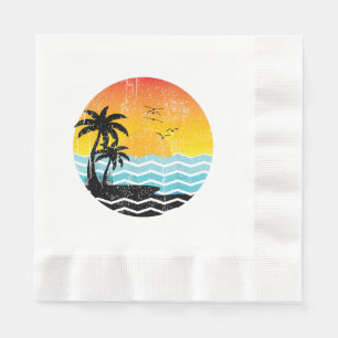 Summer Vacation Palm Trees Retro Sunset Tropical S Napkins