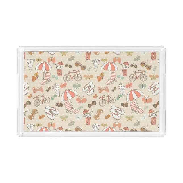 Summer Vacation Pattern Acrylic Tray (Front)