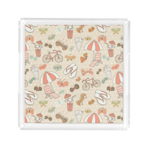 Summer Vacation Pattern Acrylic Tray