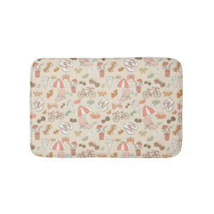 Summer Vacation Pattern Bath Mat