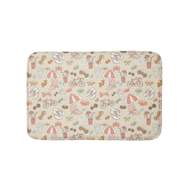 Summer Vacation Pattern Bath Mat (Front)