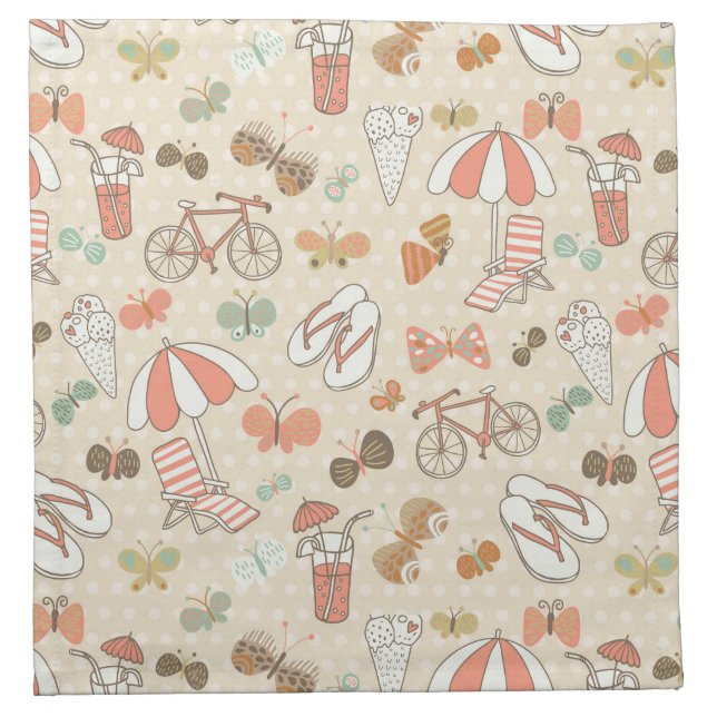 Summer Vacation Pattern Cloth Napkin (Front)