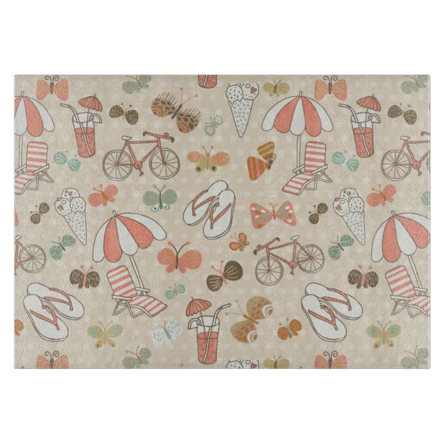 Summer Vacation Pattern Cutting Board (Front)