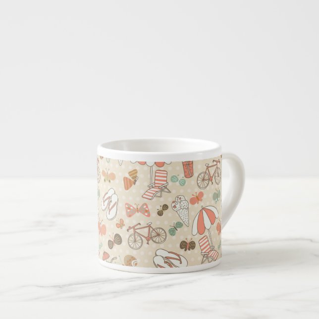 Summer Vacation Pattern Espresso Cup (Front Right)