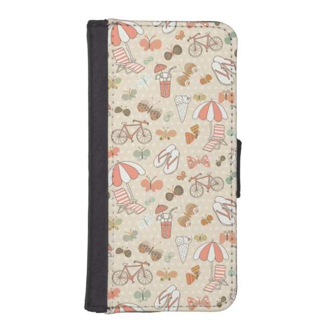 Summer Vacation Pattern iPhone Wallet Case (Front)