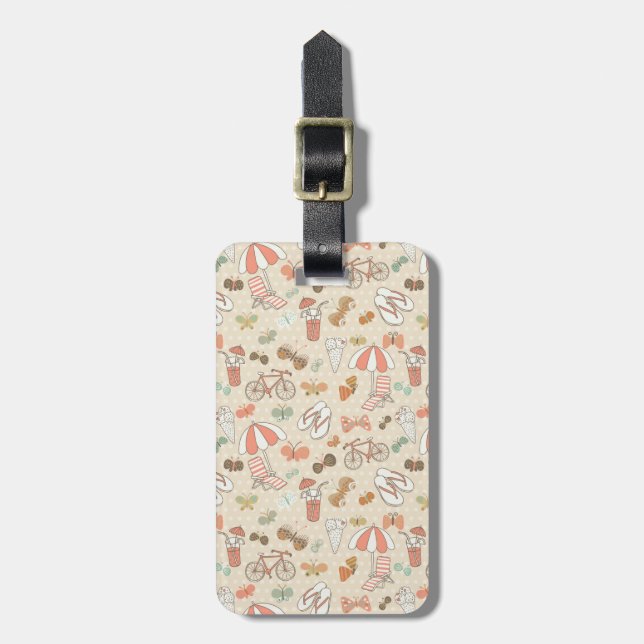 Summer Vacation Pattern Luggage Tag (Front Vertical)