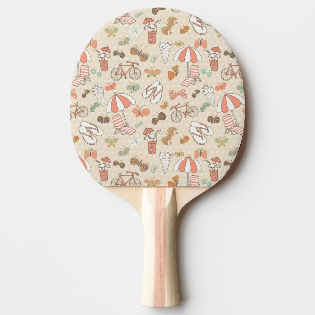 Summer Vacation Pattern Ping-Pong Paddle (Front)