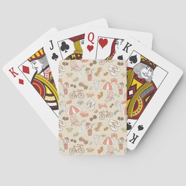 Summer Vacation Pattern Poker Cards (Back)