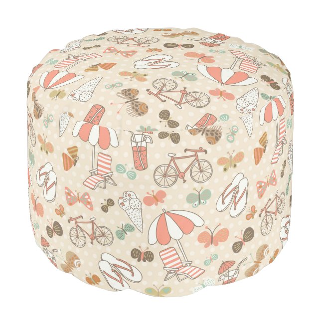 Summer Vacation Pattern Pouf (Angled Front)