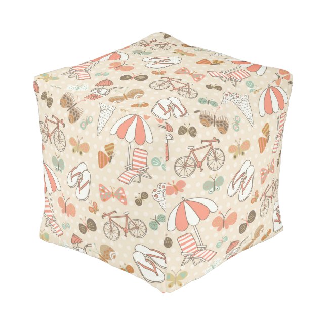 Summer Vacation Pattern Pouf (Angled Front)