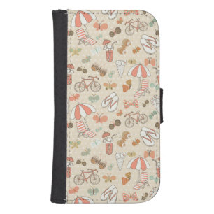 Summer Vacation Pattern Wallet Phone Case For Samsung Galaxy S4