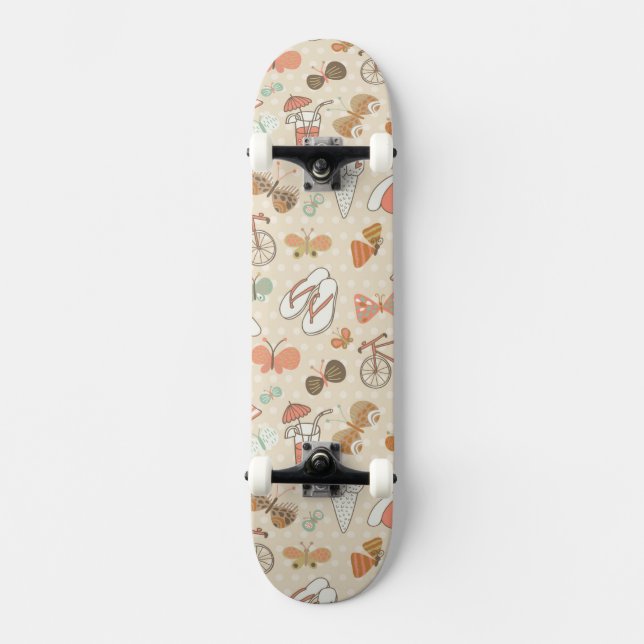 Summer Vacation Pattern Skateboard Deck (Front)