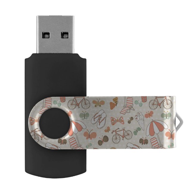 Summer Vacation Pattern USB Flash Drive (Opened)