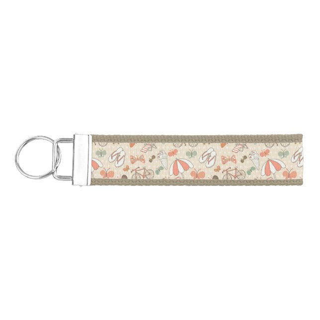 Summer Vacation Pattern Wrist Keychain (Keys on Left)
