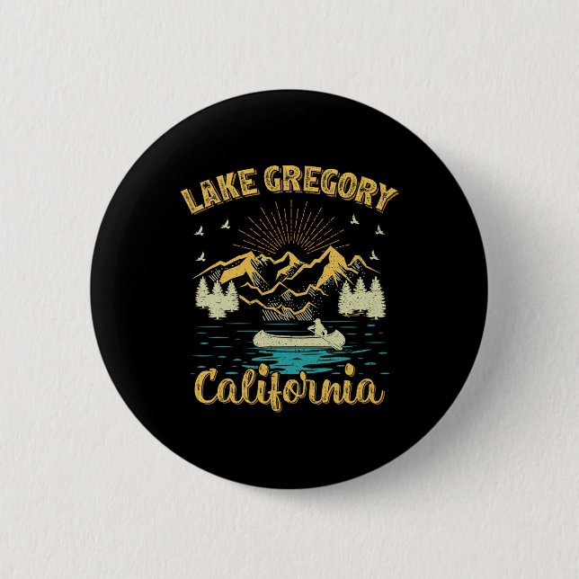 Summer Vacation Retro Mountain California Gregory  Button (Front)