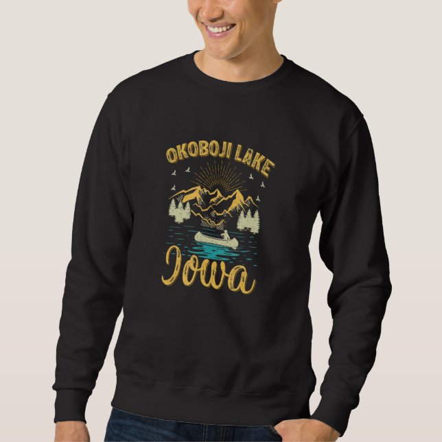 Summer Vacation Retro Mountain Iowa Okoboji Lake P Sweatshirt (Front)