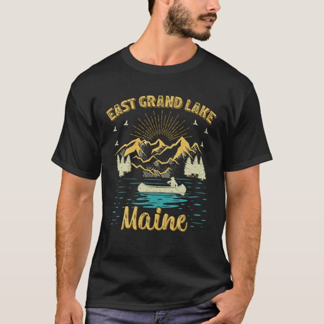 Summer Vacation Retro Mountain Maine East Grand La T-Shirt (Front)