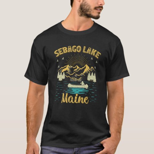 Summer Vacation Retro Mountain Maine Sebago Lake T_Shirt