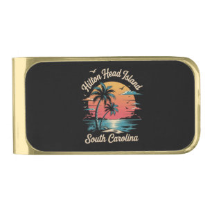 Summer Vacation Retro South Carolina Gold Finish Money Clip