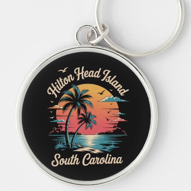 Summer Vacation Retro South Carolina Keychain (Front)