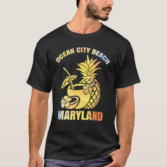 Summer Vacation Retro Sunset Maryland Ocean City B T-Shirt (Front)