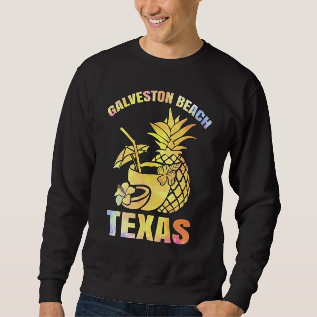 Summer Vacation Retro Sunset Texas Galveston Beach Sweatshirt (Front)