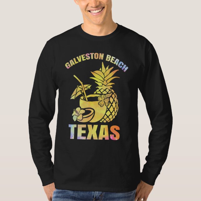 Summer Vacation Retro Sunset Texas Galveston Beach T-Shirt (Front)