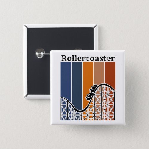 Summer Vacation Riding the Rollercoaster Retro Button