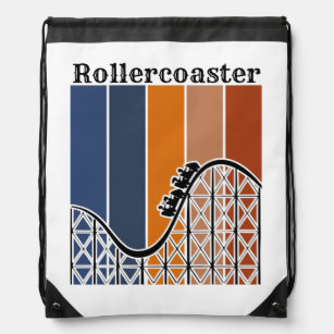 Summer Vacation Riding the Rollercoaster Retro Drawstring Bag