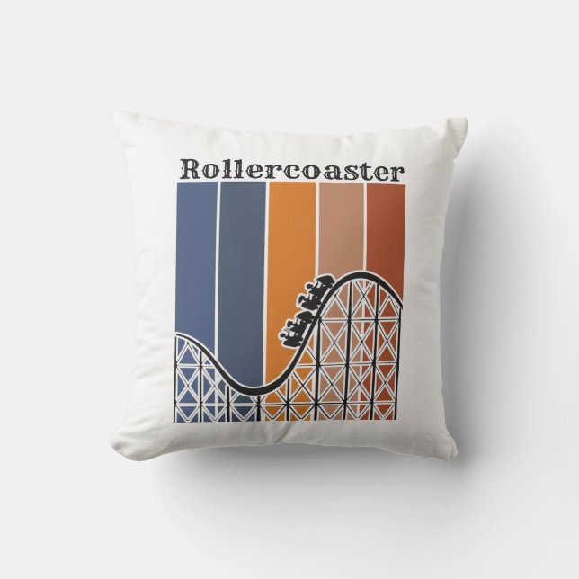 Summer Vacation Riding the Rollercoaster Retro Outdoor Pillow (Front)