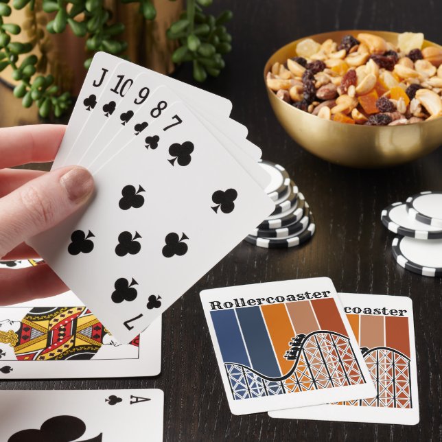 Summer Vacation Riding the Rollercoaster Retro Poker Cards (In Situ)