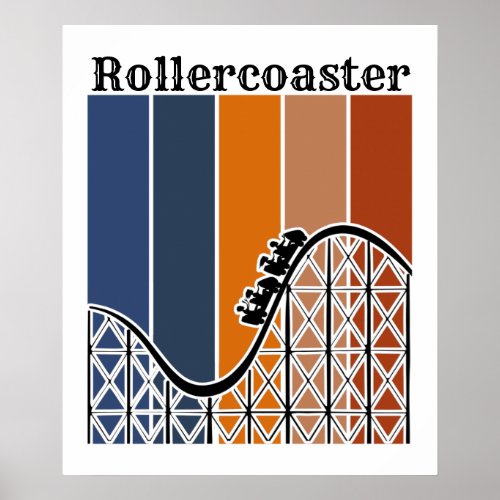Summer Vacation Riding the Rollercoaster Retro Poster