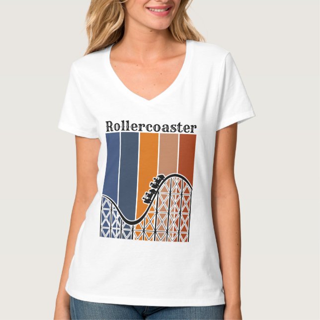 Summer Vacation Riding the Rollercoaster Retro T-Shirt (Front)