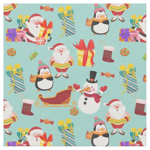 summer vacation santa sleigh christmas fabric