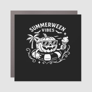 Summer Vacation Summerween Vibes Pumpkin Pool Floa Car Magnet