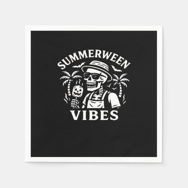 Summer Vacation Summerween Vibes Skeleton Hallowee Napkins (Front)