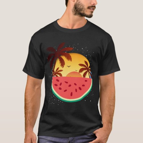 Summer Vacation Sunset Exotic Fruit Palm Trees Wat T_Shirt