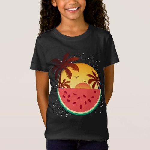 Summer Vacation Sunset Exotic Fruit Palm Trees Wat T_Shirt