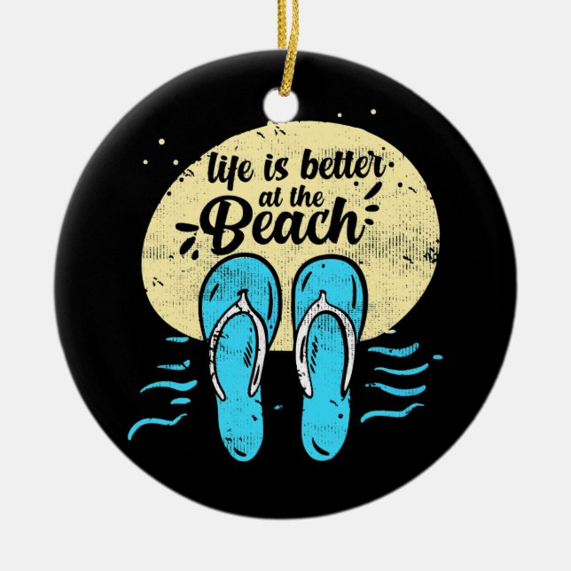 Summer Vacation Swimming Life Is Better At The Ceramic Ornament (Front)