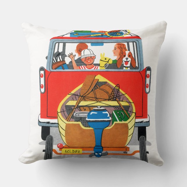 Summer Vacation Throw Pillow (Front)