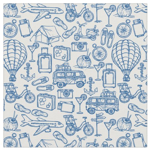Summer Vacation Travel Pattern Fabric
