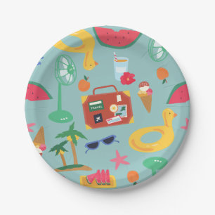 summer vacation travel tropical beach island cute paper plates