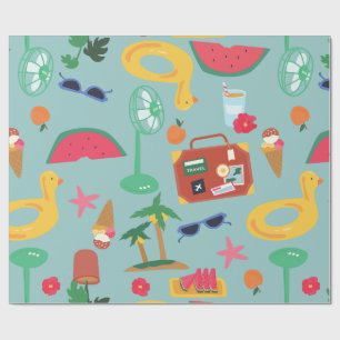 summer vacation travel tropical beach island cute wrapping paper