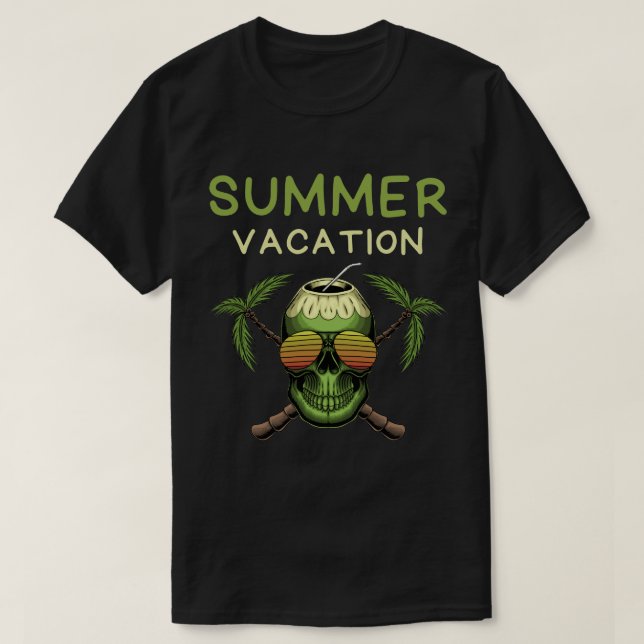 Summer Vacation Tropical Skull T-Shirt (Design Front)