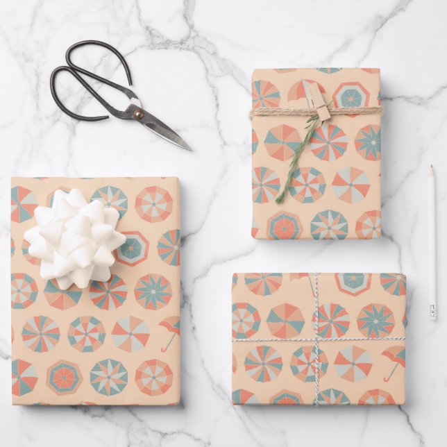 Summer vacation. Umbrella pattern  Wrapping Paper Sheets (Front)
