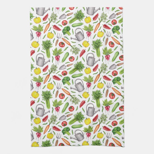 Summer Vegetable Garden Kitchen Towel (Vertical)