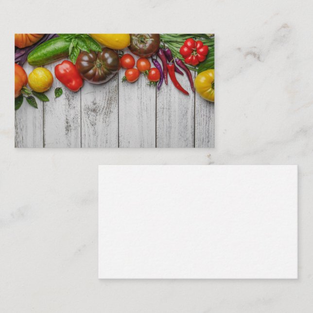 Summer Vegetable Harvest Border Business Card (Front/Back)