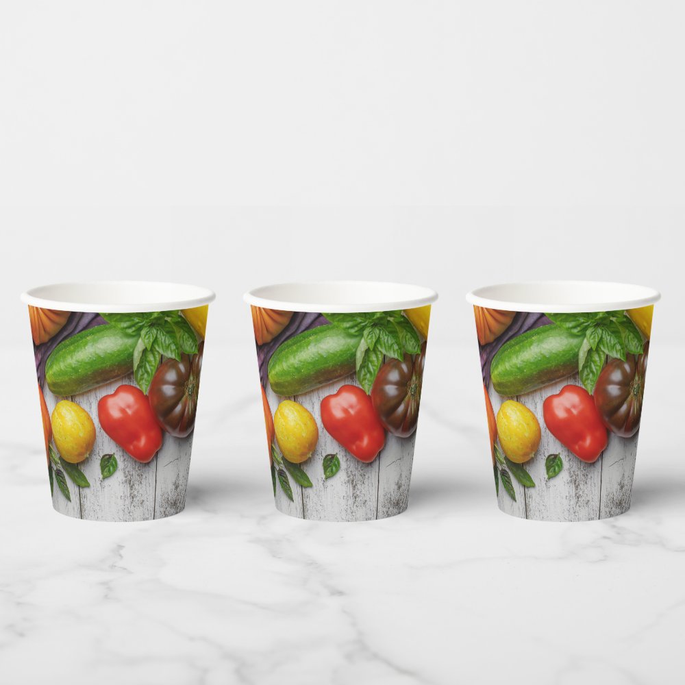 Summer Vegetable Harvest Border Paper Cups sold by Fretful Malignancy ...