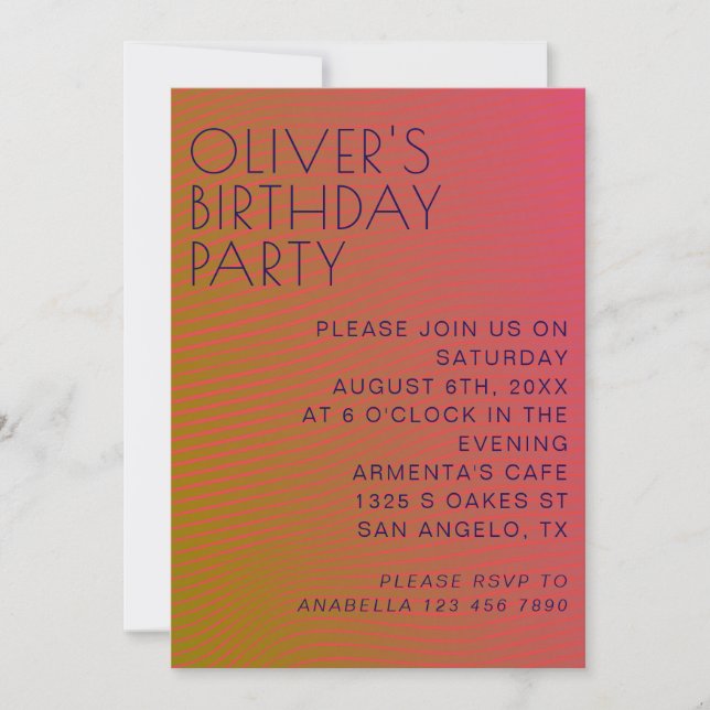 Summer vibe birthday parallel warm color lines invitation (Front)