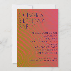 Summer vibe birthday parallel warm color lines invitation